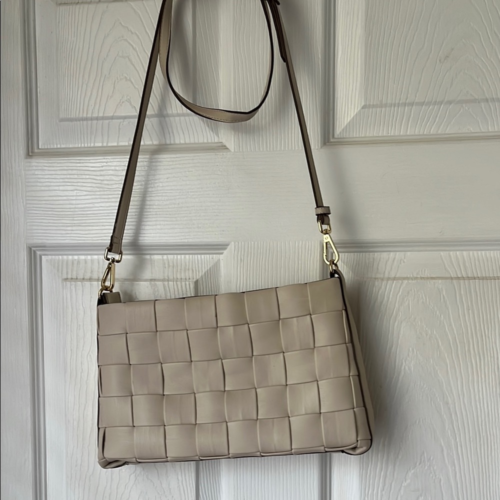 Kate Landry Tan Crossbody Bag with Woven Design